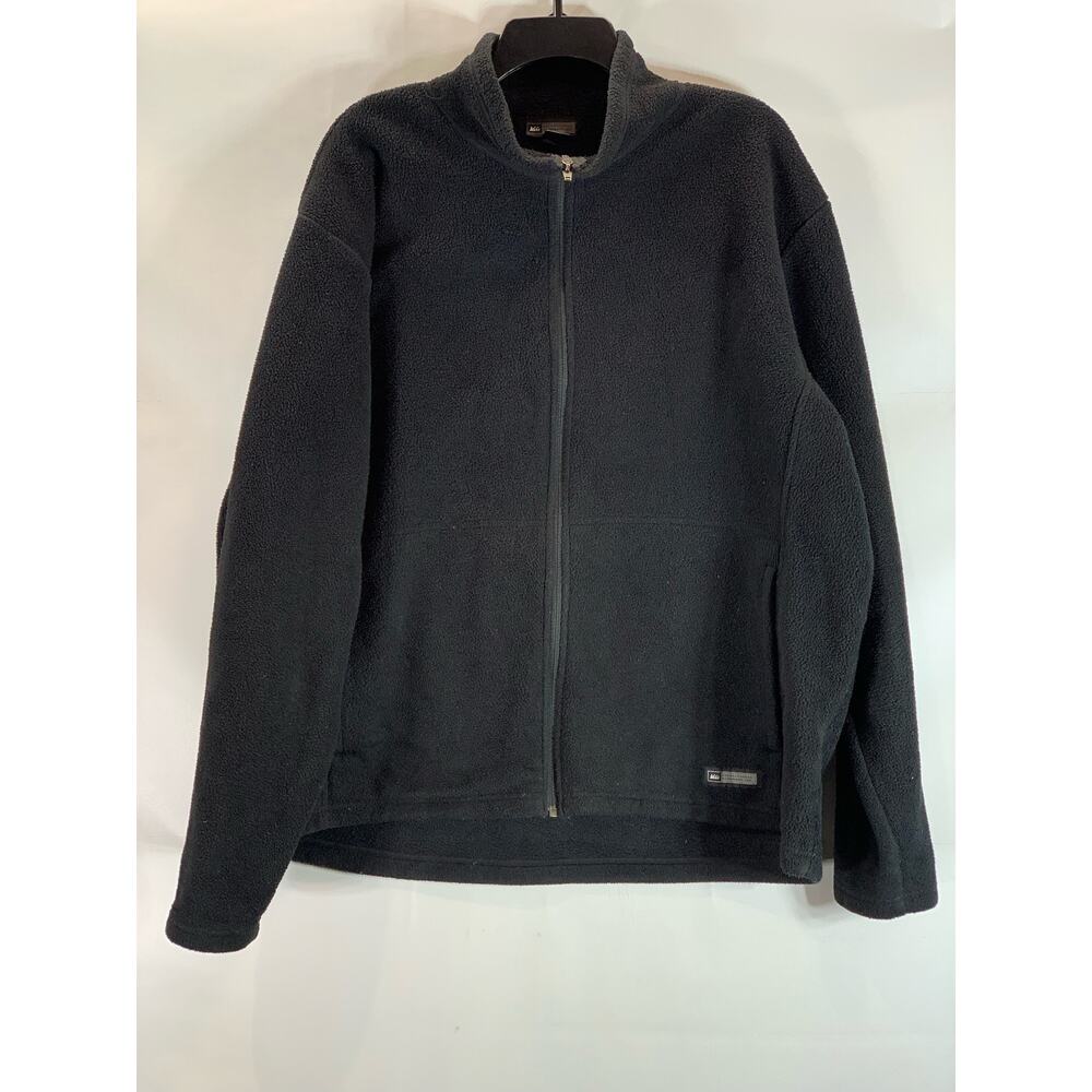 REI Men's Black Solid Fleece Stand Collar Zip-Up Jacket SZ 2XL